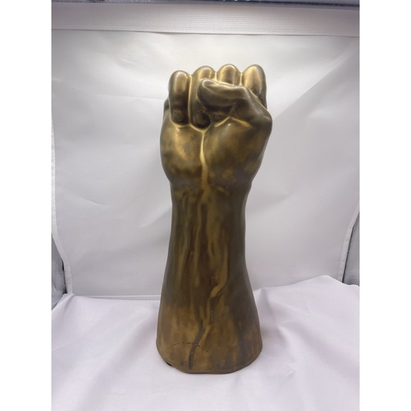 Gold Resin Hand Clenched Fist Solidariity/Resistance Pop Art Sculpture 11" - Picture 1 of 6